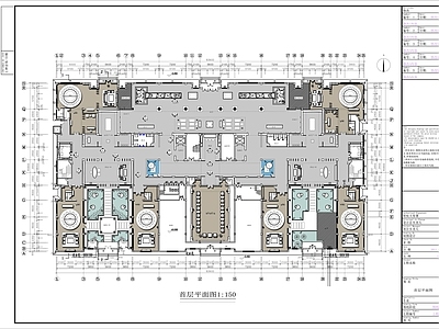 新中式现代会所 四层 大型豪华商务 娱乐 施工图