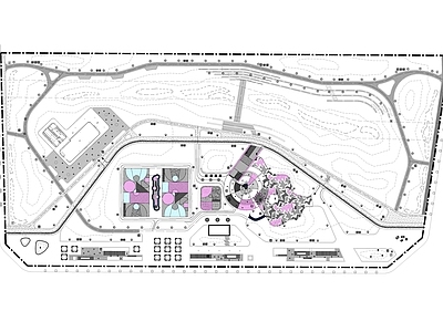 现代公园景观 带状休闲公园 施工图