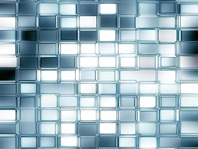 现代新中式玻璃砖 蓝色渐变砖 间色砖墙