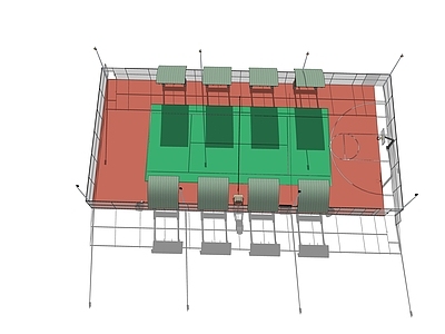 现代体育建筑 网球场 半场