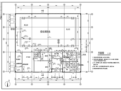 现代游泳馆建筑 老年活动中心体育 施工图 活动中心