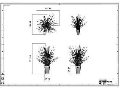 现代新中式树 植物 绿植 叶 施工图