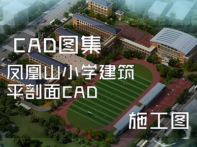 欧式学校建筑 凤凰山小学建筑 平剖面 施工图