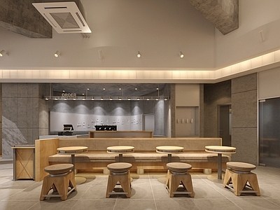 工业简约咖啡厅 工业风咖啡店 铝材餐座椅 清水混凝土风