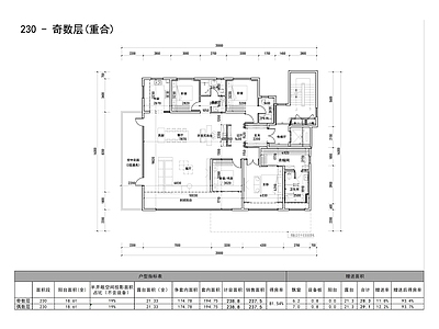 现代住宅楼建筑 四代宅户型方案 空中 创新大平层户型 施工图