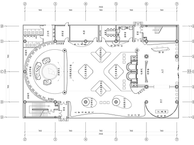 现代整体办公空间 办公楼展厅平面四 施工图