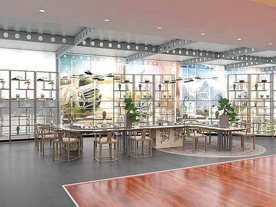 新中式禅意其他商业空间 奔驰4店待客区