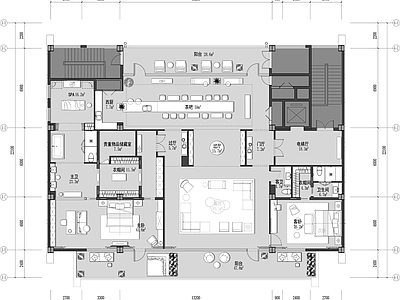 工装平面图 大平层住宅平面图 大平层平面布置图 大户型平面布置图 施工图