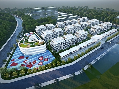 现代多层住宅 现代 住宅小区 现代幼儿园 沿街商业