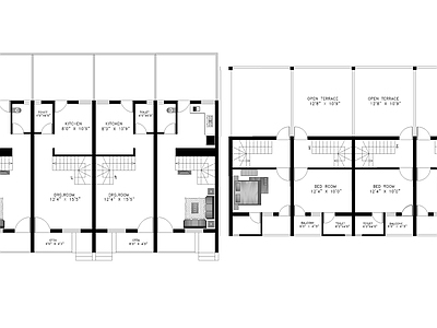 现代住宅楼建筑 排屋图纸项目 自建房 人才公寓 施工图