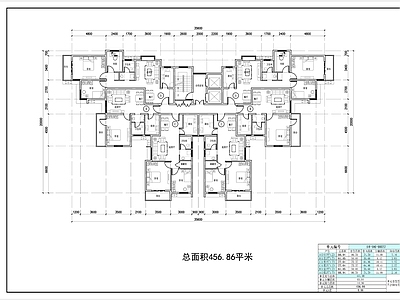 现代住宅楼建筑 高层T6 户型图 住宅 平面图 施工图