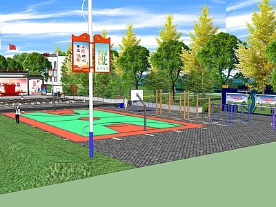 现代新中式广场景观 乡村广场 党建广场 健身广场