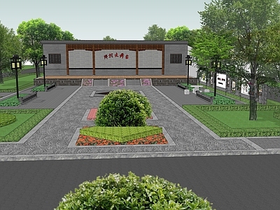 新中式现代广场景观 乡村广场 党建广场 健身广场