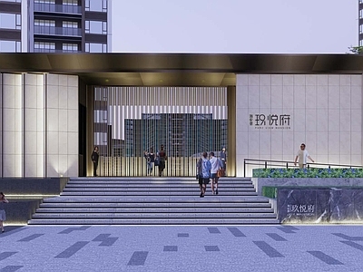 现代入口大门 小区 主入口楼 小区主入口