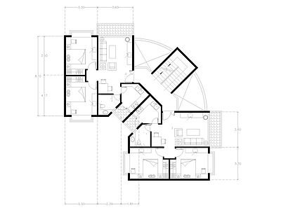 现代公寓 建筑平面户型图纸 loft公寓 施工图 公寓