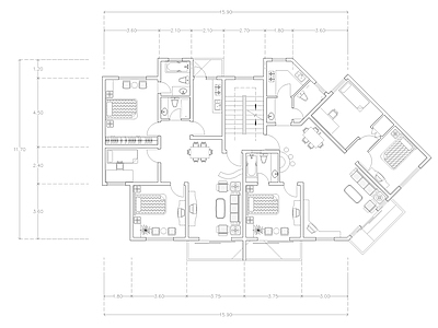 现代公寓 建筑平面户型图纸 loft公寓 单身公寓 复式公寓 施工图 公寓