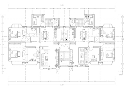 现代公寓 建筑平面户型图纸 loft公寓 单身公寓 复式公寓 施工图 公寓