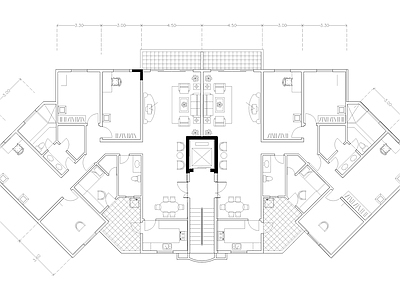 现代公寓 建筑平面户型图纸 loft公寓 单身公寓 复式公寓 施工图 公寓