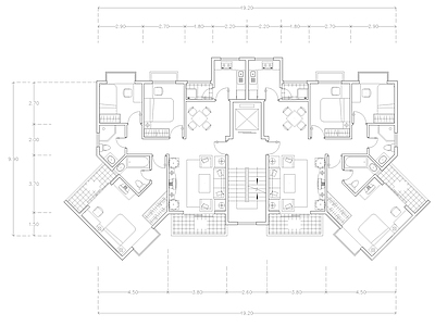 现代公寓 建筑平面户型图纸 loft公寓 单身公寓 复式公寓 施工图 公寓