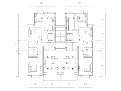 现代公寓 建筑平面户型图纸 loft公寓 单身公寓 复式公寓 施工图 公寓