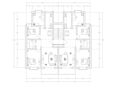 现代公寓 建筑平面户型图纸 loft公寓 单身公寓 复式公寓 施工图 公寓