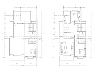 现代公寓 建筑平面户型图纸 loft公寓 单身公寓 复式公寓 施工图 公寓