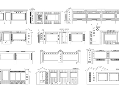 现代工装图库 广告牌 广告牌立面 宣传栏 施工图 工装图库