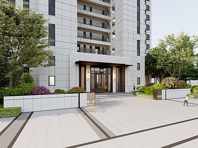 现代入口大门 高层入户口 小区入户口 单元楼入口