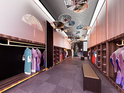 新中式中式服装店 新中式旗袍店 旗袍 鞋架 架