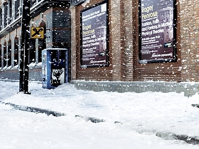 美式街道外景 冬天 积雪