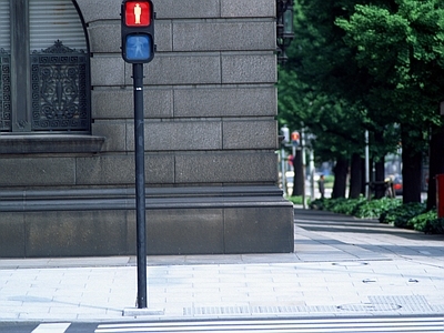 美式街道外景 斑马线 人行道