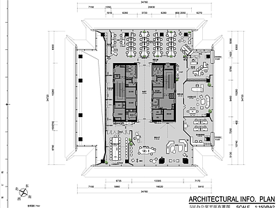 现代整体办公空间 企业总部办公室施 施工图