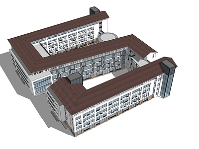 新中式学校建筑 教学楼