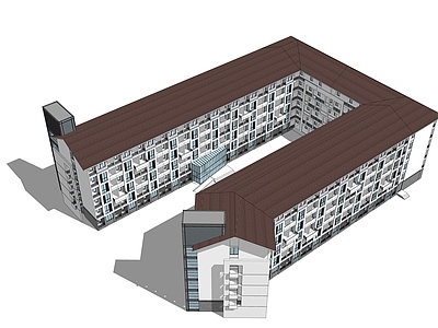 新中式学校建筑 教学楼