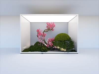 植物堆 植物 植物 美陈 石头 苔藓 室内 小品 植物堆 盆景 桃花树