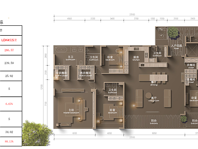 现代住宅楼建筑 超大面宽户型 施工图