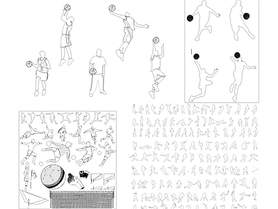 现代人物 球类运动 施工图