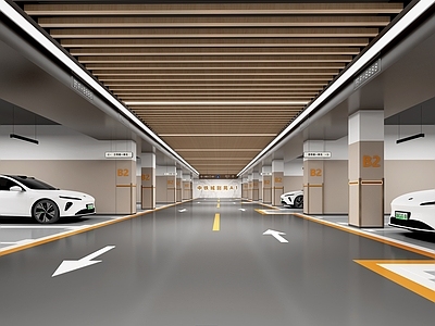 现代室内停车场 地下车库停车场