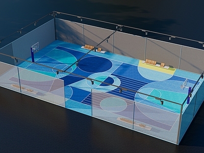 现代篮球场 户外 球场