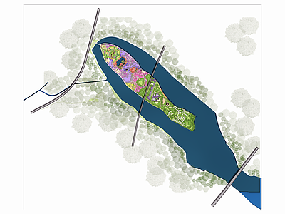 现代公园景观 湿地公园 森林公园 河道 生态岛景观 施工图