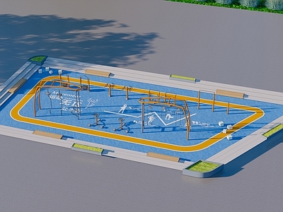 现代小区景观 户外健身区 运动区 下沉运动活动区