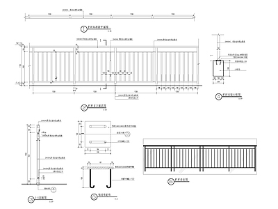 现代公园景观 现代铁艺围栏 施工图