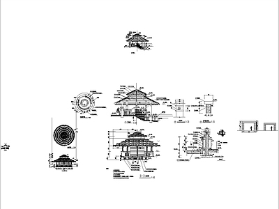 亭子图库 双层茅亭 施工图