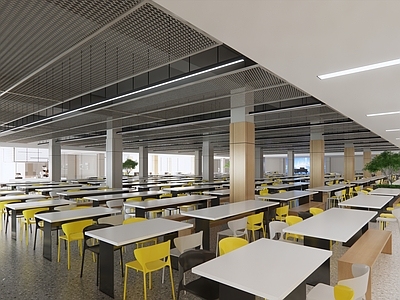 现代工业食堂 就餐区 明档 学校食堂 餐饮