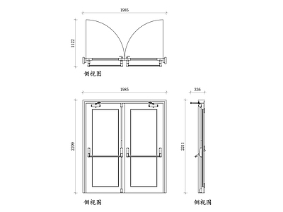 现代门 紧急出口双开玻璃 酒吧玻璃 紧急出口玻璃 双开紧急出口 酒吧安全 施工图