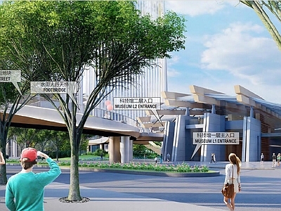 现代广场 商业广场 码头 展览科技馆 施工图 广场 科技馆