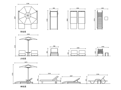 现代庭院 泳池椅设计 木质泳池椅模型 泳池椅结构图 泳池椅布局 木质泳池椅平面图 施工图