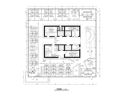 现代整体办公空间 现代整体办公室 办公空间平面 施工图