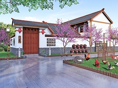 现代新中式乡村民房 乡村四合院 乡村民宿 民居改造 农家乐 乡村建筑
