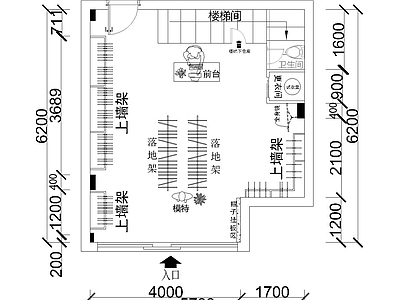 现代服装店 服装店平面布局 服装店设计图 施工图